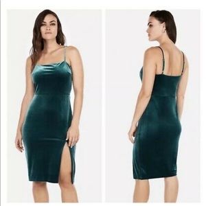 Express Green Velvet Dress w/small slit